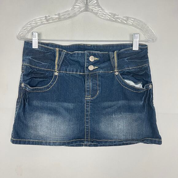 Anchor Blue Y2K Denim Mini Skirt Low Rise Size 7 - Picture 1 of 6